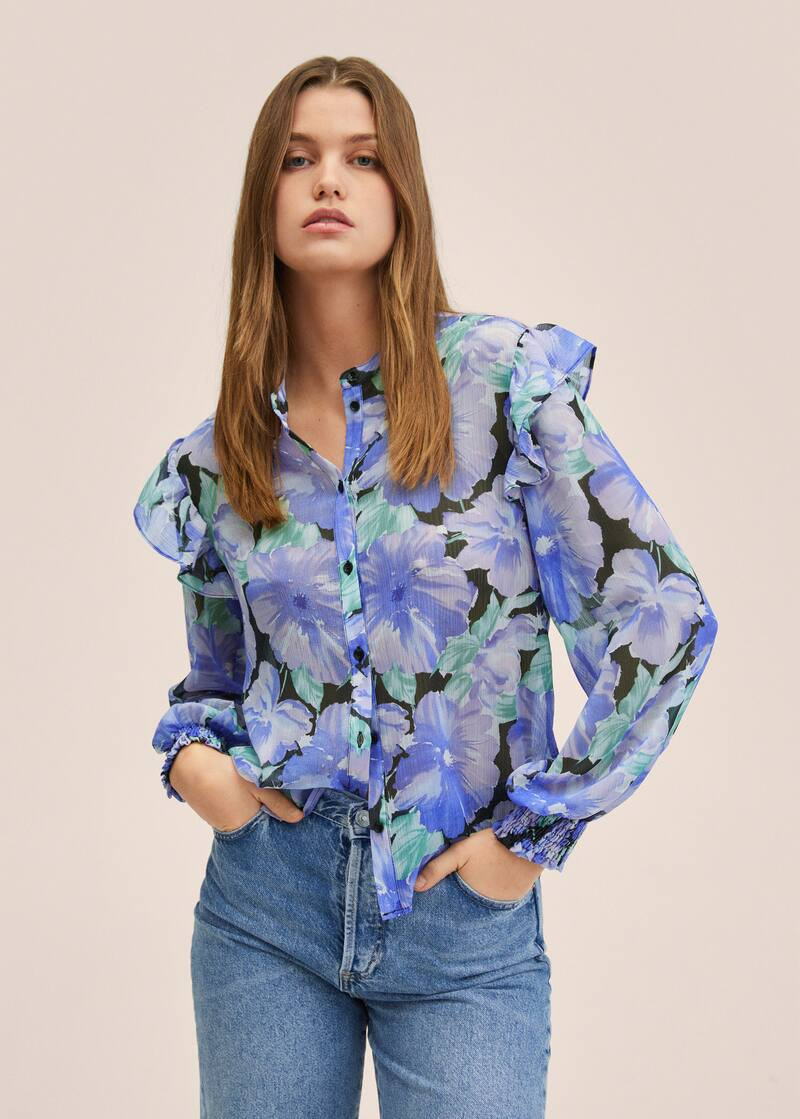 Blouse en imprimé floral -  Femme | Mango France | MANGO (FR)
