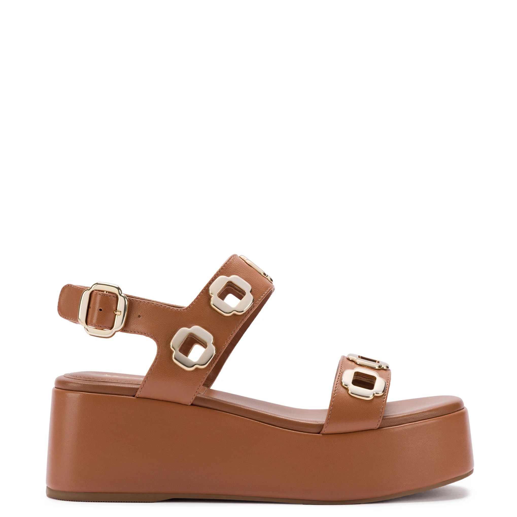 Milan Flatform Sandal In Caramel Leather | Larroude