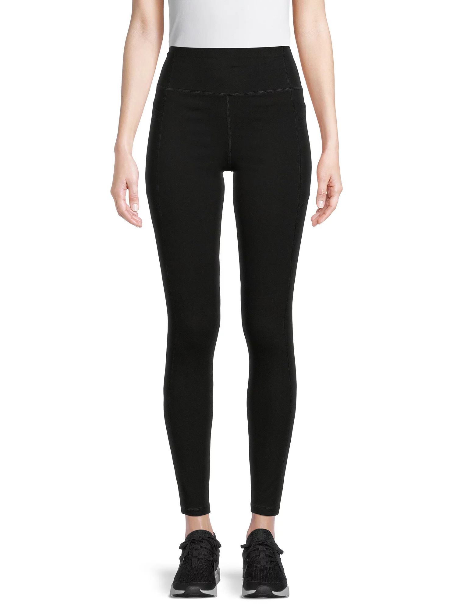 Athletic Works Women's Stretch Cotton Blend Ankle Leggings with Side Pockets | Walmart (US)