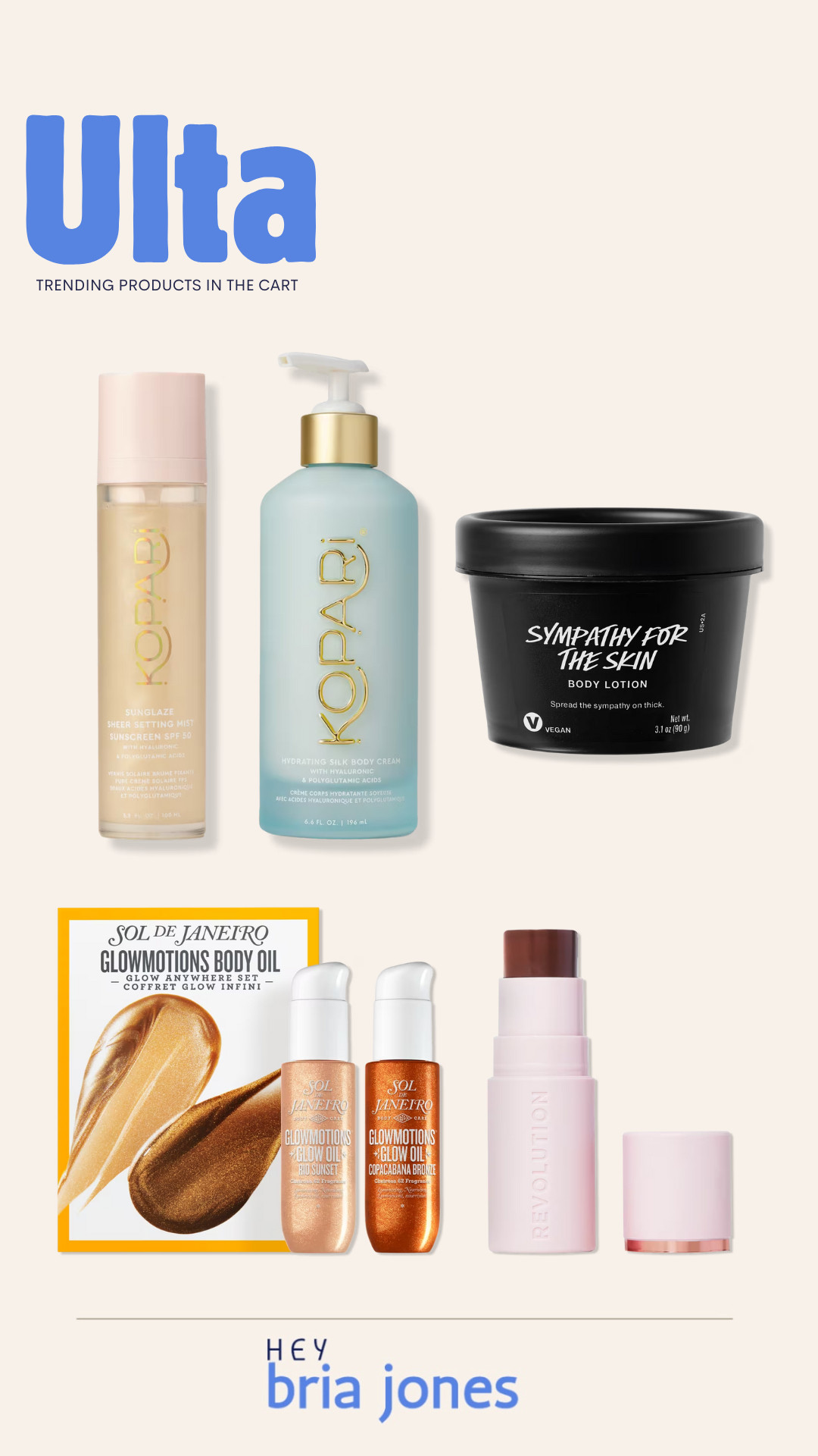 Glow up season is here ✨ new products at ulta, is it just me finding out they sell LUSH?! 

#UltaBeauty #UltaHaul #TrendingAtUlta #LTKBeauty #LTKSkincare #LTKBodyCare #GlowGoals #GlowingSkin #CleanBeauty #VeganBeauty #BodyCareRoutine #SummerGlow #BriaJones #HeyBriaJones #KopariBeauty #SolDeJaneiro #GlowmotionsBodyOil #LushCosmetics #SympathyForTheSkin #MakeupRevolution #RevolutionBeauty #SunscreenMist #HydratedSkin 

 #LTKFindsUnder100 #LTKBeauty