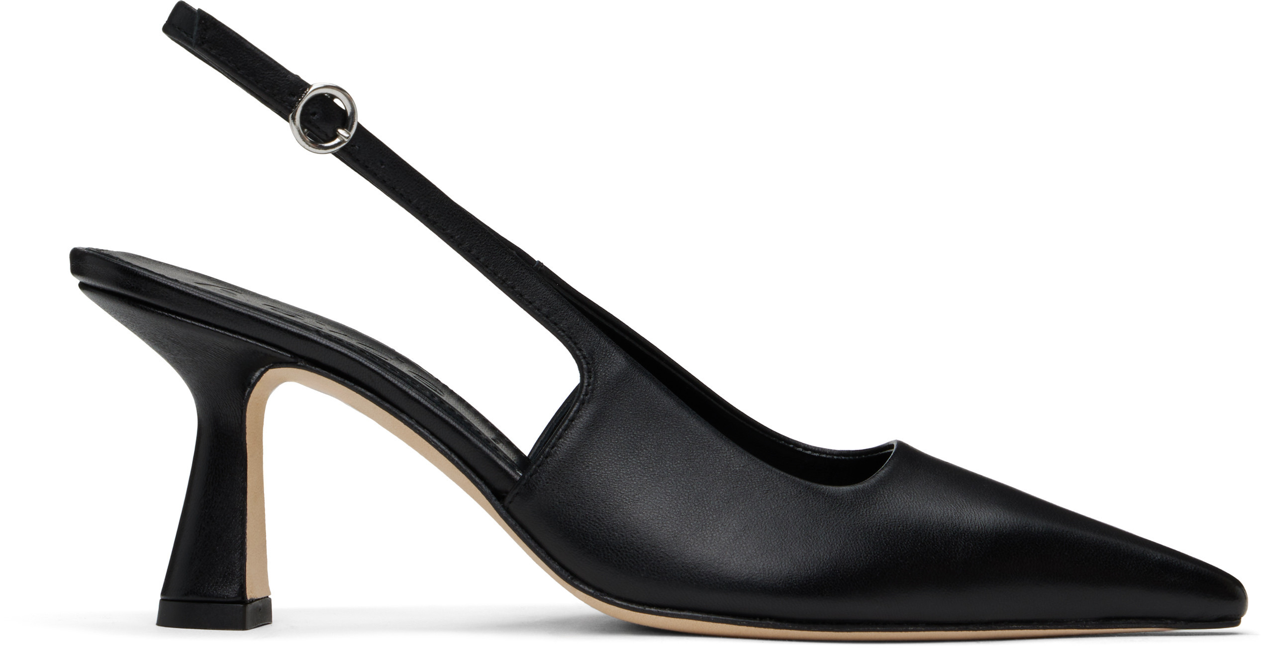 Aeyde Black Fernanda Leather Slingback Heels | SSENSE