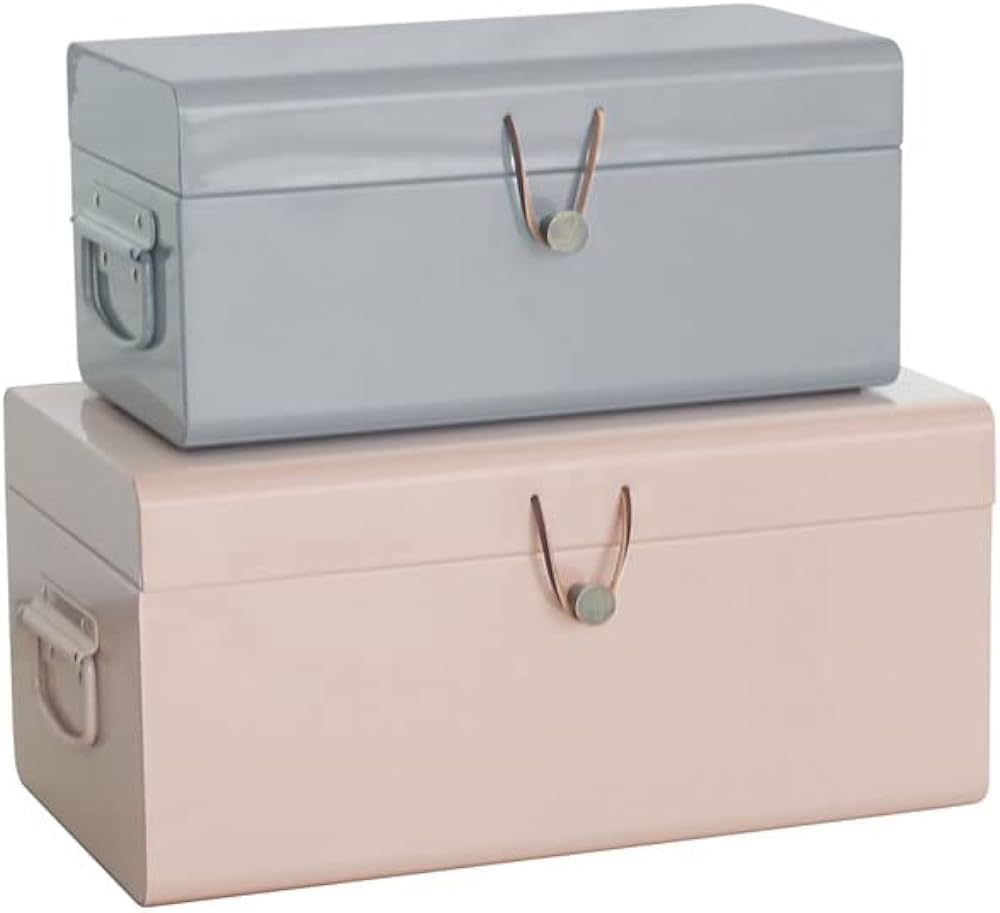 Amazon.com: elle decor Daven Decorative Metal Box Trunks | Set of 2 | Vintage Style Storage with ... | Amazon (US)