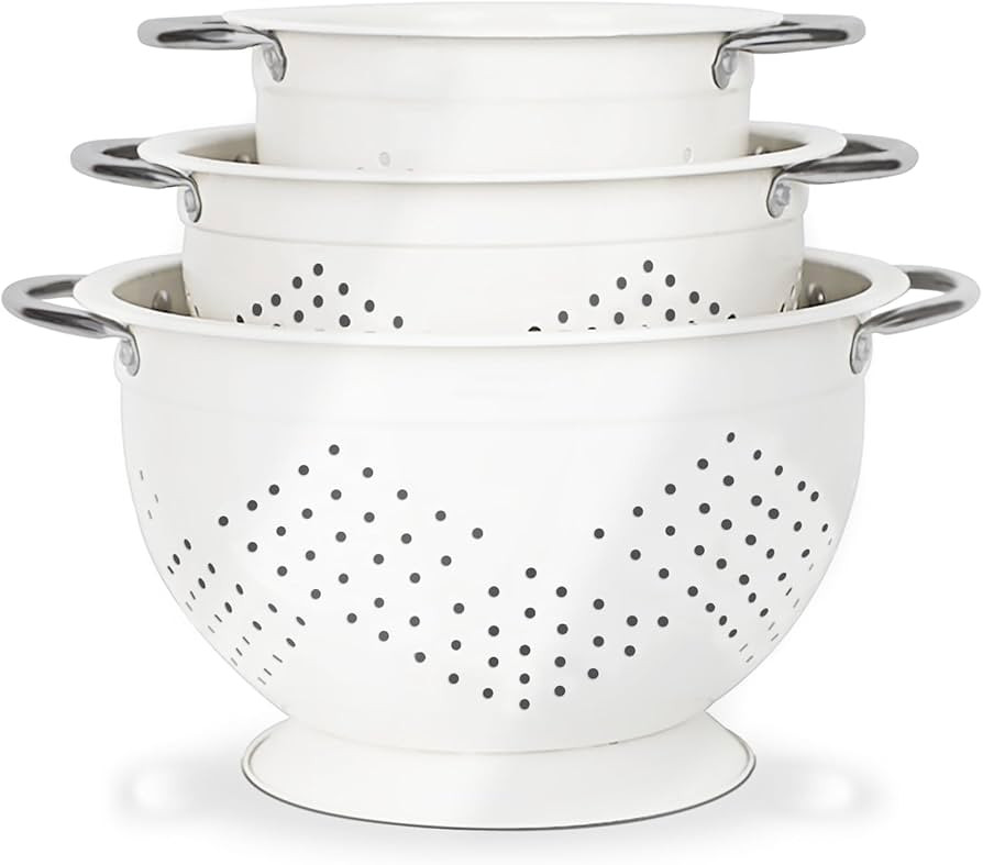 Hillbond Colander Set of 3, 1.5, 3, 5 QT Powder Coated Metal Strainers with Riveted Stainless Ste... | Amazon (US)