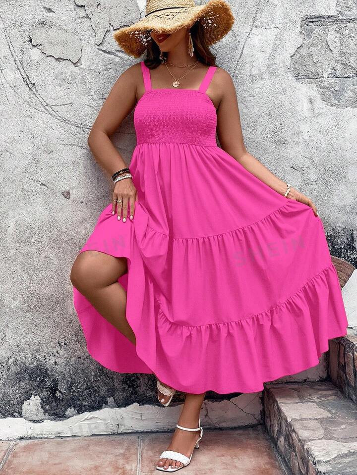 SHEIN VCAY Plus Ruffle Hem Cami Dress | SHEIN