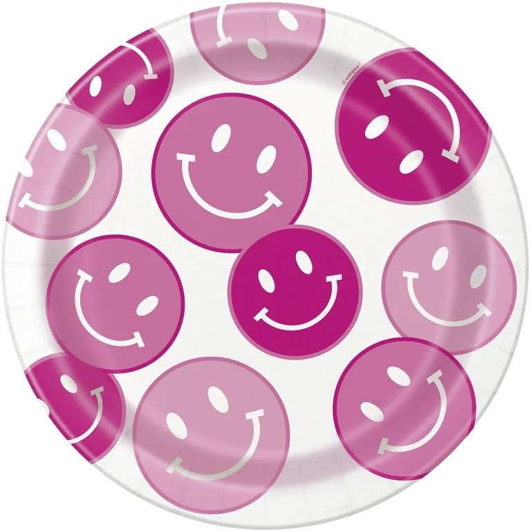 Way to Celebrate! Cheerful Pink Paper Dinner Plates, 9in, 10ct | Walmart (US)