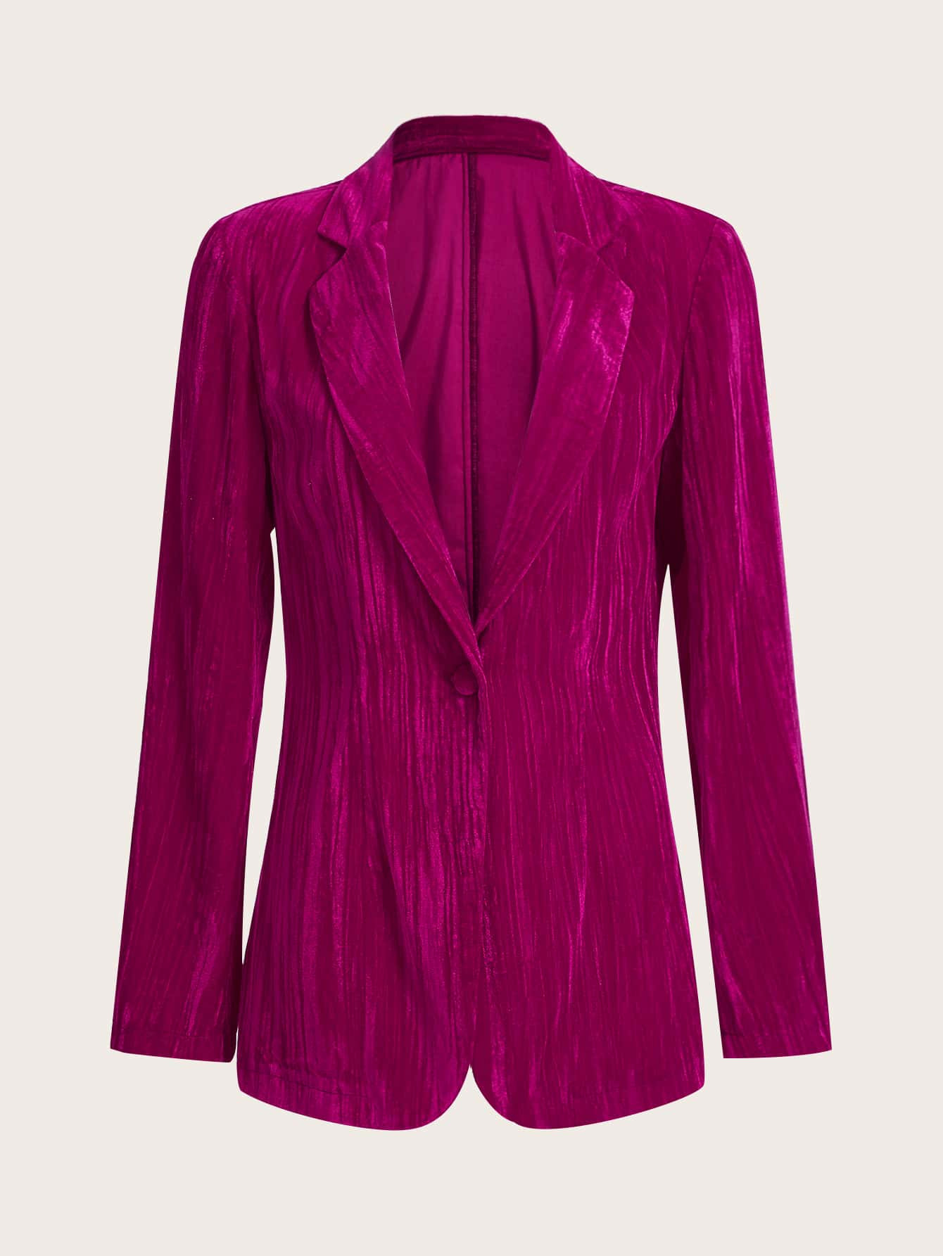 SHEIN X Aurora Celli Lapel Neck Single Breasted Velvet Blazer | SHEIN