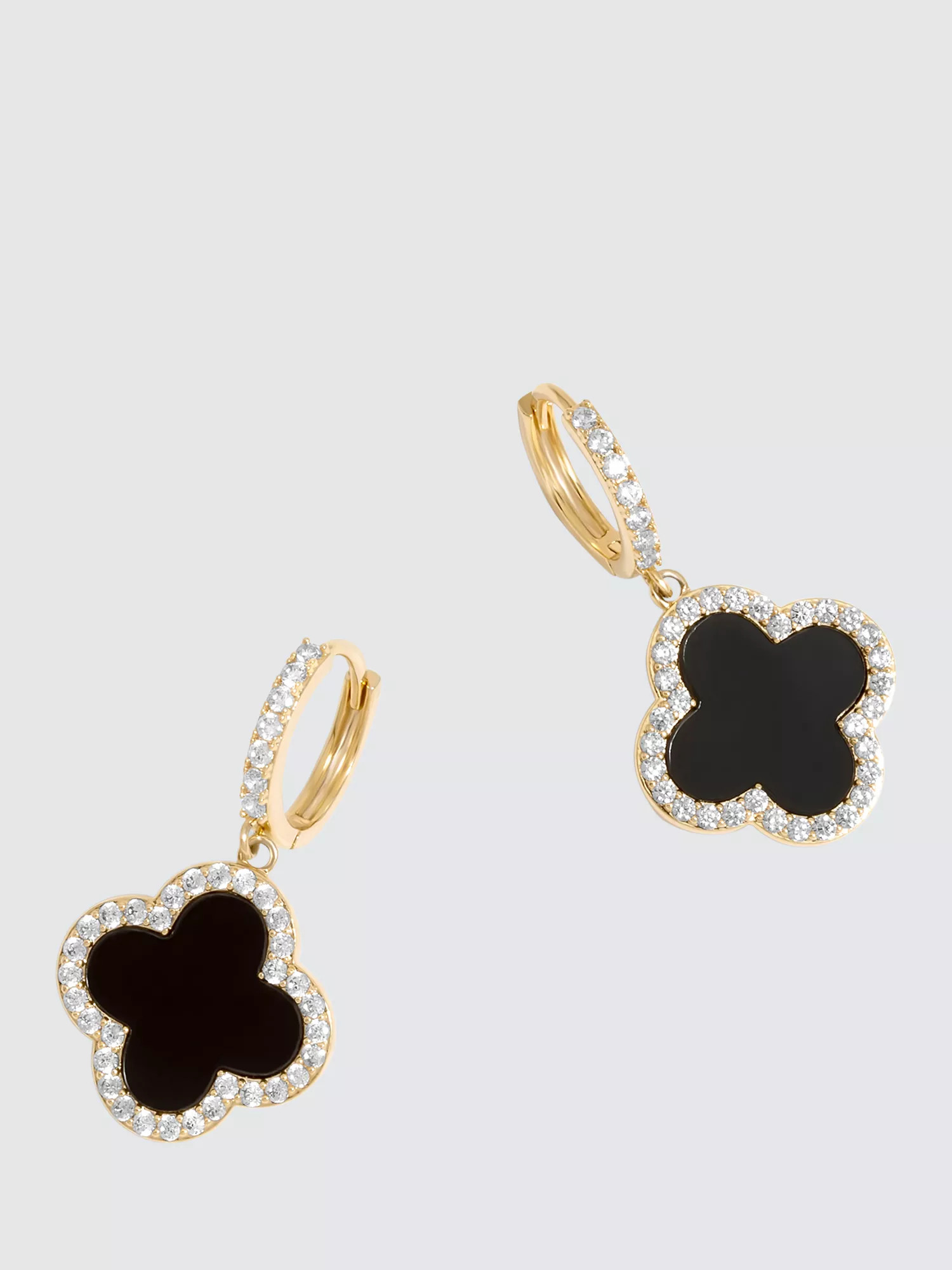 Jon Richard Jet Clover Drop Huggie Earrings, Gold | John Lewis (UK)