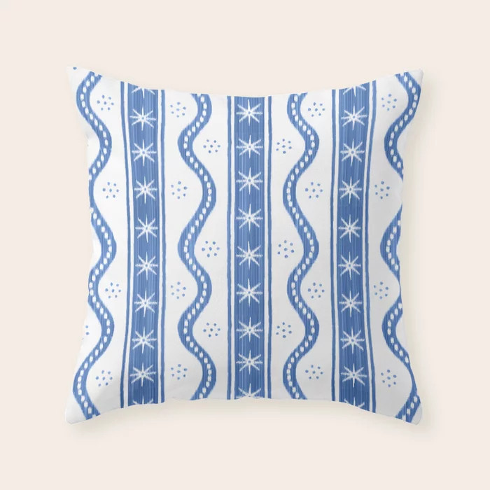 Cobalt Charlie Stripe Throw Pillow | Society6