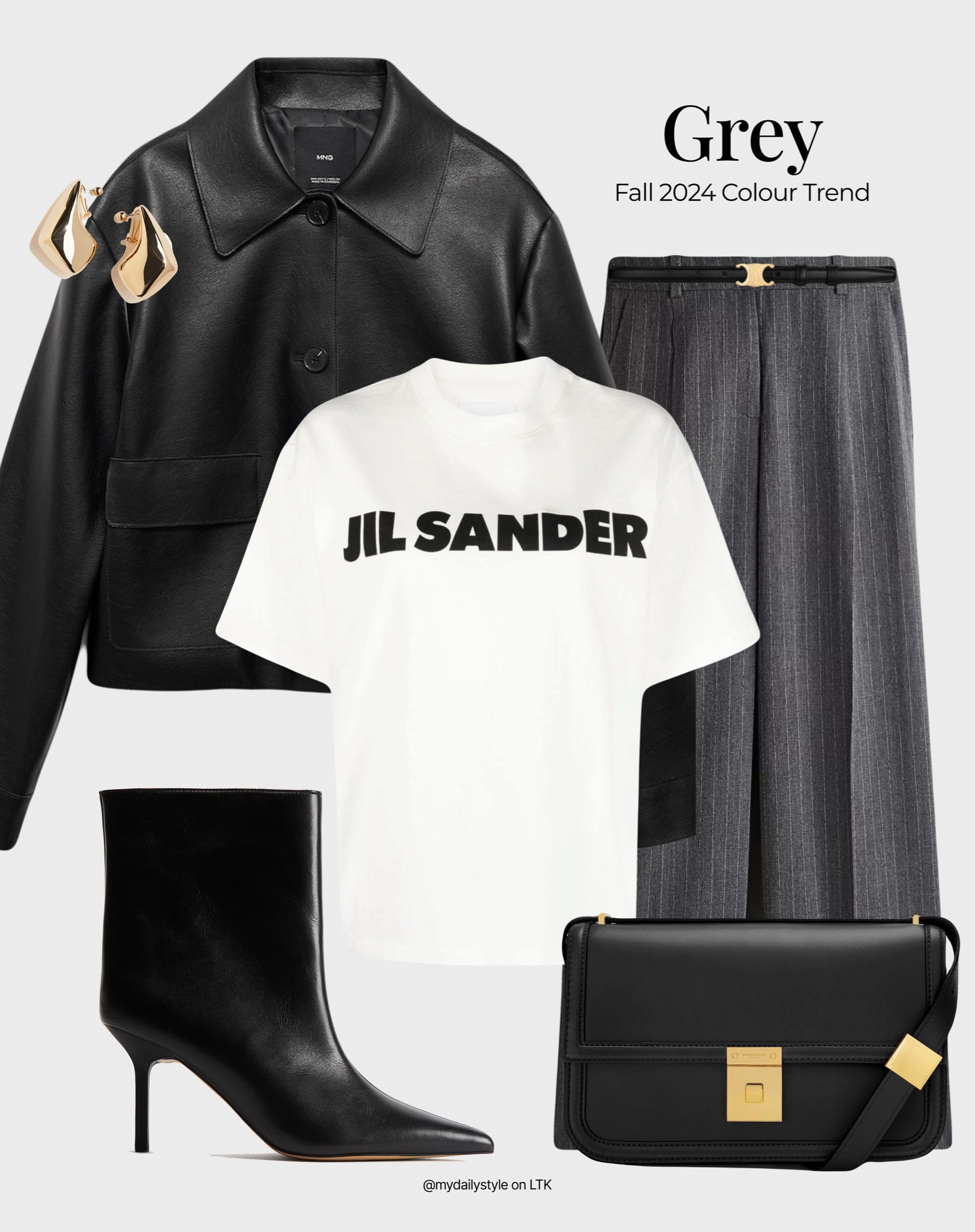 50 shades of grey for your fall wardrobe. Styling black leather jacket, white t-shirt, grey wool trousers, black heeled ankle boots, & black leather bag.

Check out more styling ideas in my profile. 

Tags: grey colour, gray color, fall style, pre-fall, autumn style, fall outfit, autumn outfit, fall fashion, autumn fashion, easy styling, simple everyday look, chic & basic outfit, Parisian look, casual outfit, capsule wardrobe, office look, brunch style, high street. 

#LTKautumn #LTKshoes #LTKstyletip