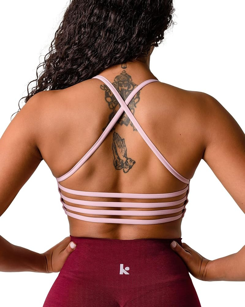 Kamo Fitness Iris Strappy Sports Bra for Women Light Support Backless Crop Top Removable Padding ... | Amazon (US)