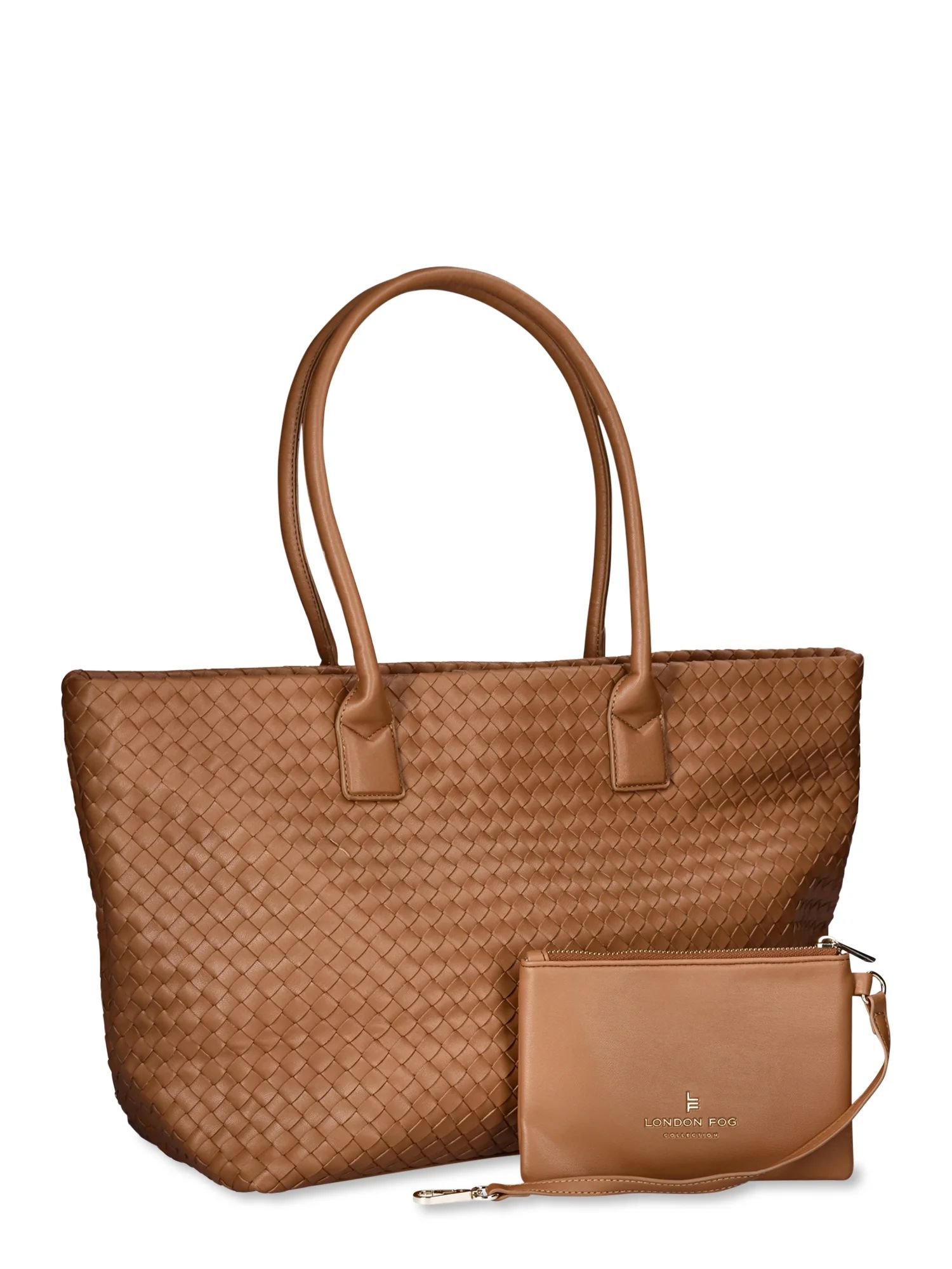London Fog Women's Woven Tote With Pouch, Brown | Walmart (US)