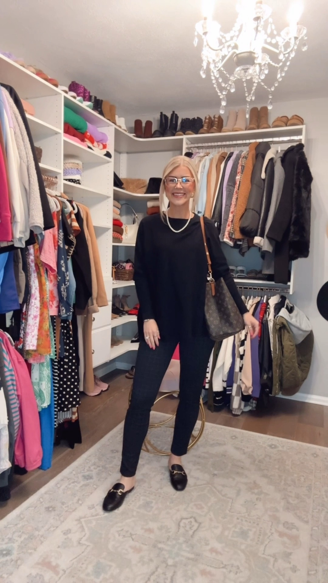 Neutral work outfit // Affordable fashion // Corporate ootd // Women workwear // Healthcare admin work outfit // Office chic looks // Rayban women’s glasses // Pearl claw clip // Pearl necklace // Chunky gold designer inspired earrings // Black sweater // Women’s black flats 

#LTKWorkwear #LTKootd