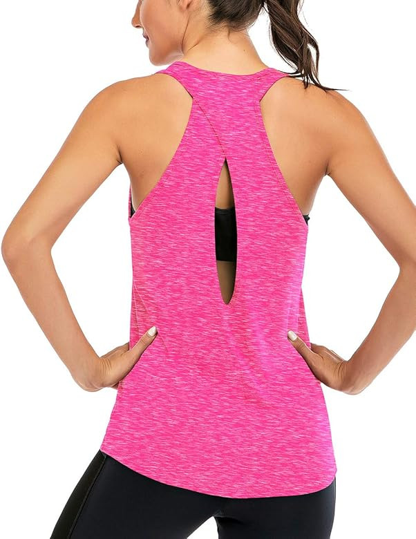 Women's Cross Back Yoga Shirt Backless Workout Tops for Womens Racerback Tank Tops Open Back Runn... | Amazon (US)