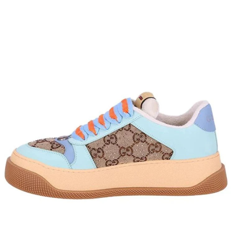 (WMNS) Gucci Screener GG Leather Sneakers 'Beige Blue Orange' 757700-FAB4C-2562 | KICKS CREW