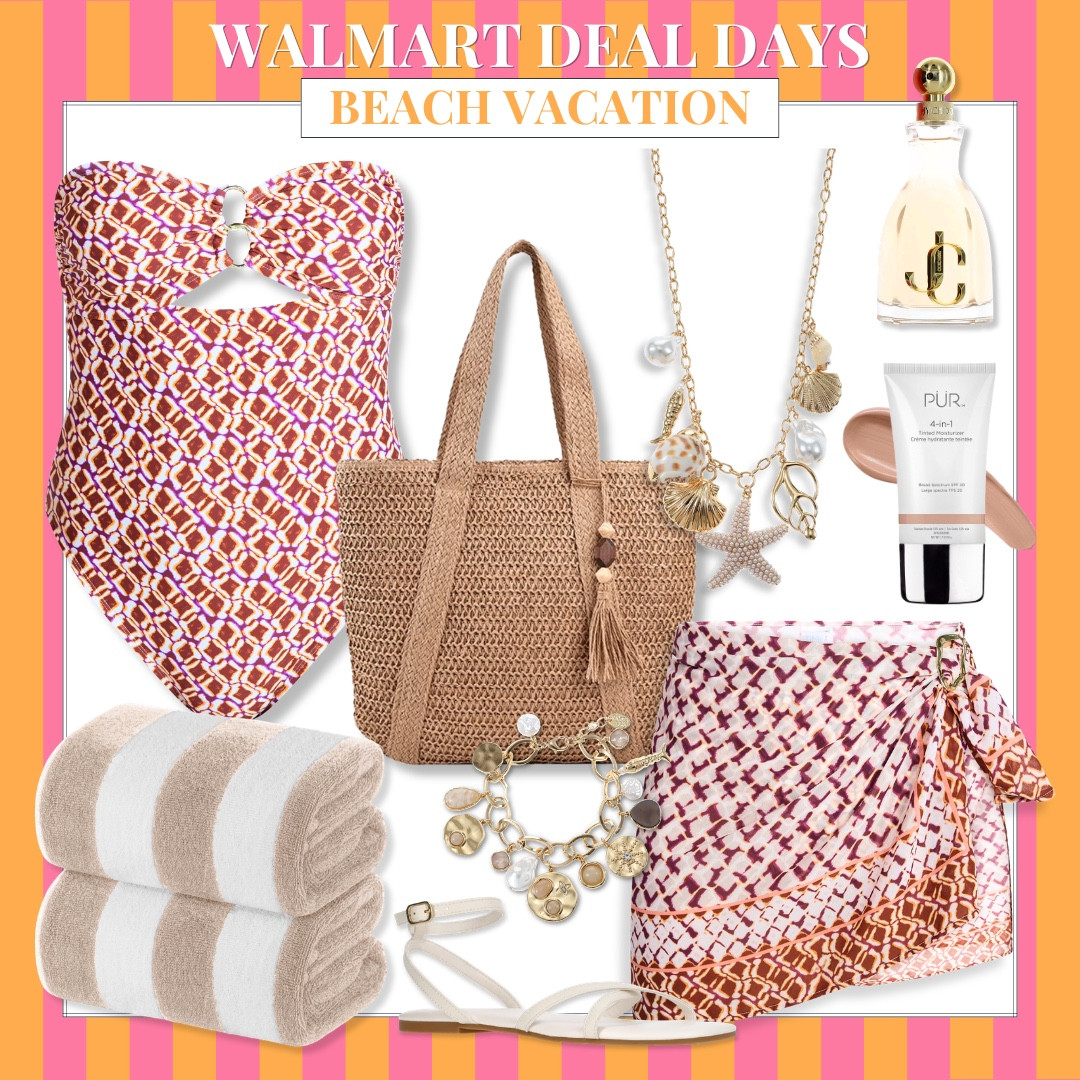 Everything you need for the perfect beach vacation is right here. From a flattering swimsuit and beach tote to lightweight sandals, pretty accessories, beauty favorites, and soft beach towels, these Walmart Deal Days finds are made for sunny days by the water.

Beach vacation, Beach essentials, Swimsuit, Beach bag, Resort wear, Summer accessories, Beach sandals, Pool day essentials, Beach towels, Vacation style, Walmart Deal Days, Summer travel, audriedollins

#LTKTravel #LTKSwim #LTKSaleAlert