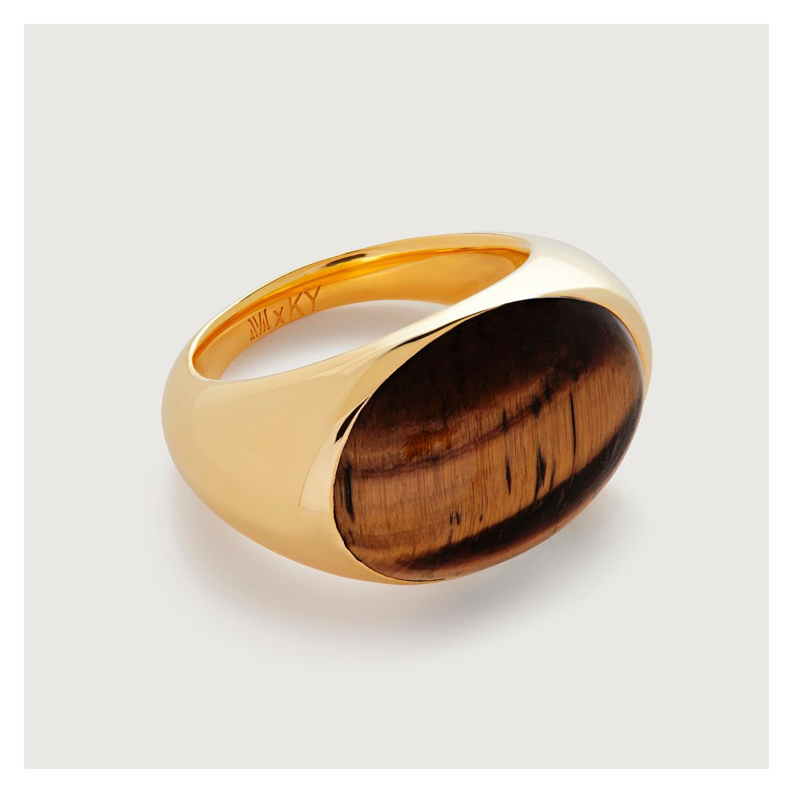Monica Vinader Tigers Eye Gold Plated Kate Young Gemstone Ring - BrandAlley | BrandAlley