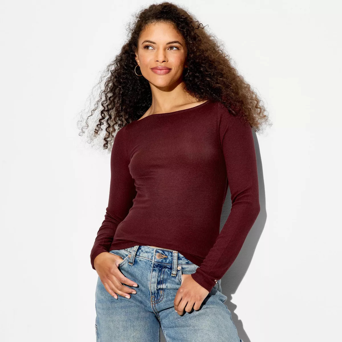 Women's Slim Fit Long Sleeve Boat Neck T-Shirt - Wild Fable™ | Target