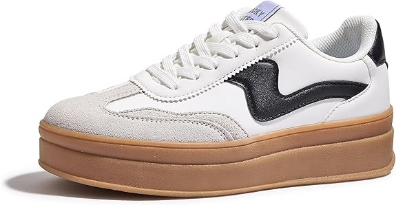 LUCKY STEP Women's Platform Fashion Sneakers Thick Sole Suede Genuine Leather Classic Rubber Gum ... | Amazon (US)