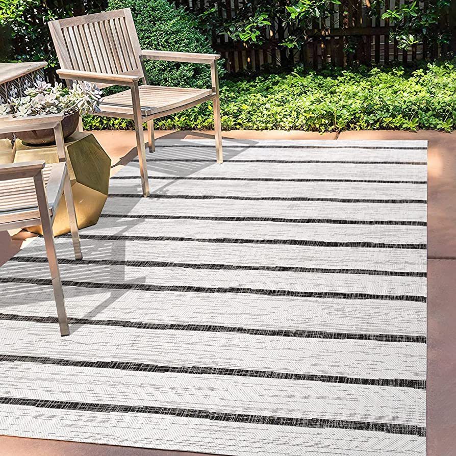 JONATHAN Y SMB125D-4 Colonia Berber Stripe Indoor/Outdoor 4 ft. x 6 ft. Area Rug, Contemporary, B... | Amazon (US)