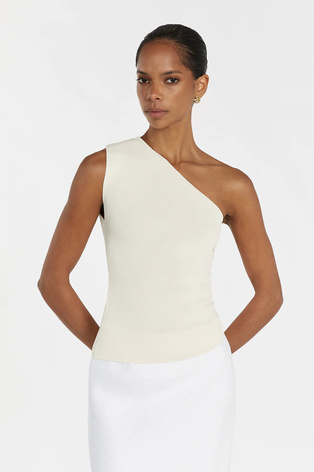 LANE CREAM ASYM KNIT TOP | DISSH