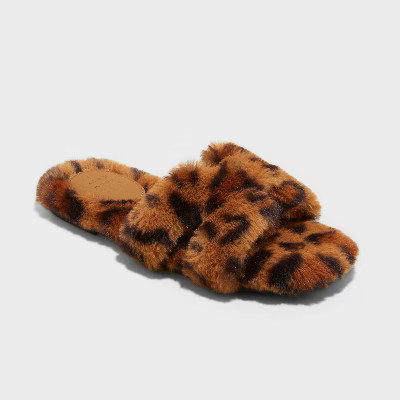 Women's Sage Slippers - A New Day™ Leopard Brown 7 | Target