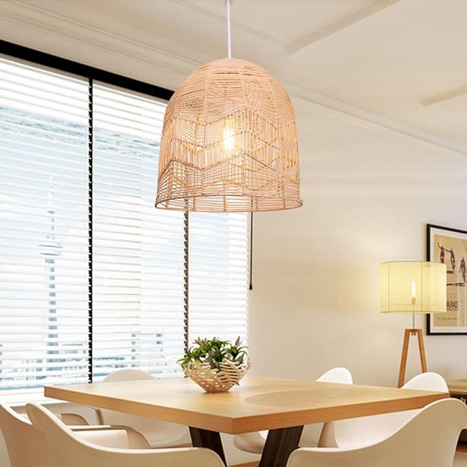 Littleglovo Handmade Rattan Pendant Lights , Natural Material Rattan Lamp,Round Ceiling Bamboo Pe... | Amazon (US)