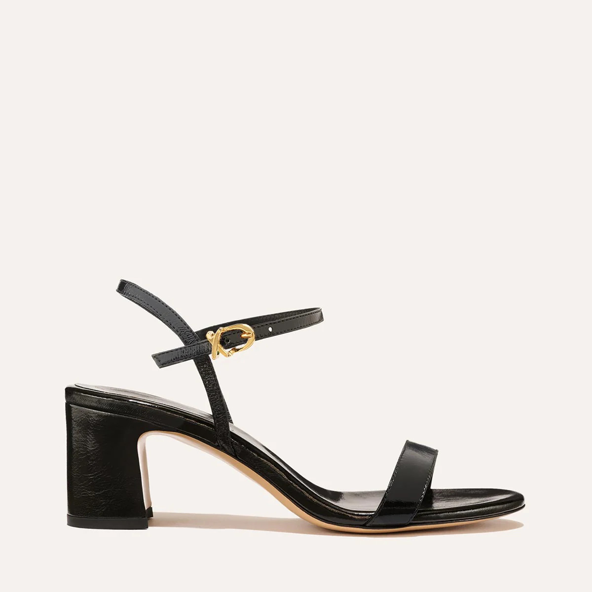 The Cleo Sandal - Black Crinkle-Gloss Nappa | Margaux