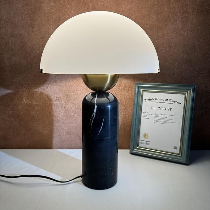 Modern Dome Shaped Table Lamp Mid-Century Accent Lamp Black Marble Desk Lamp Contemporary Living ... | Amazon (US)