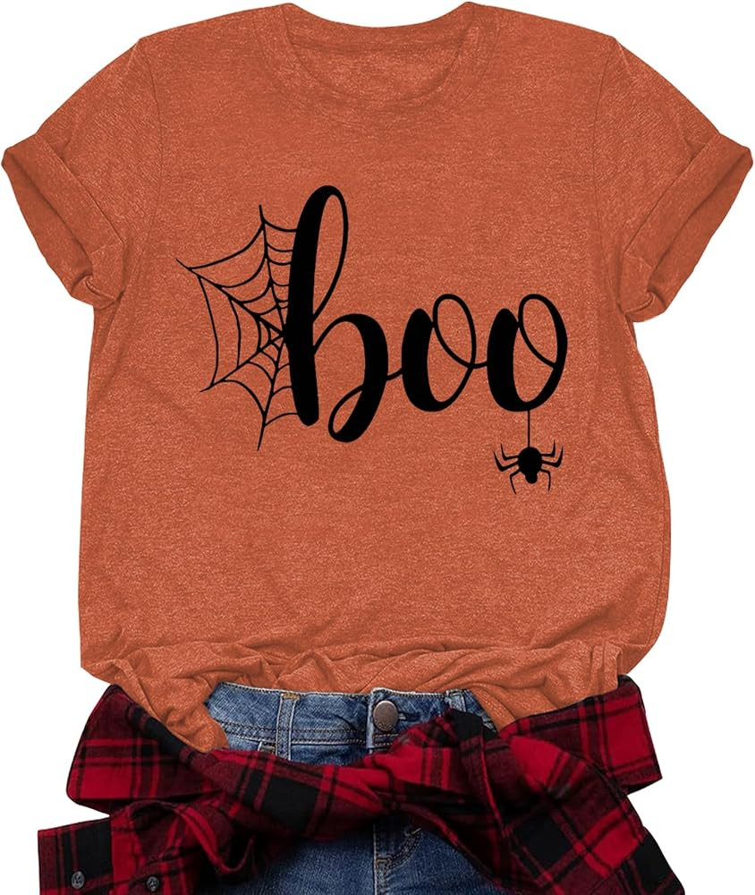Halloween Pumpkin Shirts Womens Cat Halloween Shirts Funny Cute Fall Tshirts Thanksgiving Top | Amazon (US)