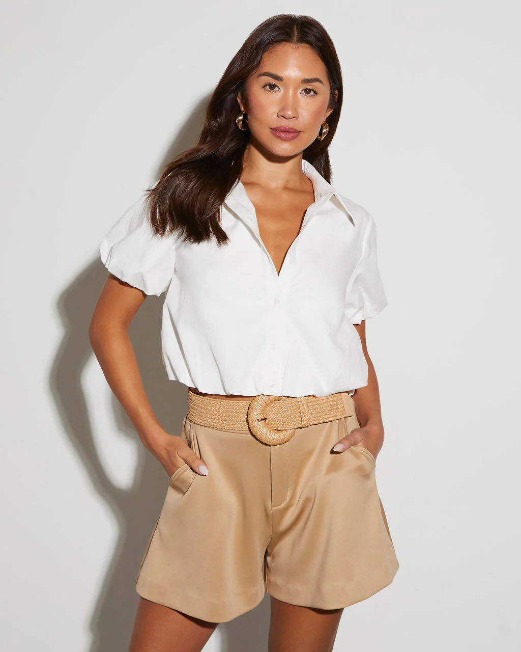 Paris Poplin Short Sleeve Button Down Top | VICI