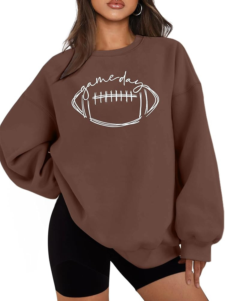 VVNTY Game Day Sweatshirts for Women: Embroidered Football Long Sleeve Shirt Oversized Football M... | Amazon (US)