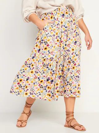 Tiered Floral-Print Maxi Skirt for Women | Old Navy (US)