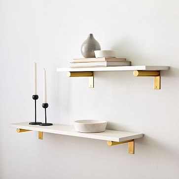 Linear White Lacquer Wall Shelves with Jordan Brackets | West Elm (US)