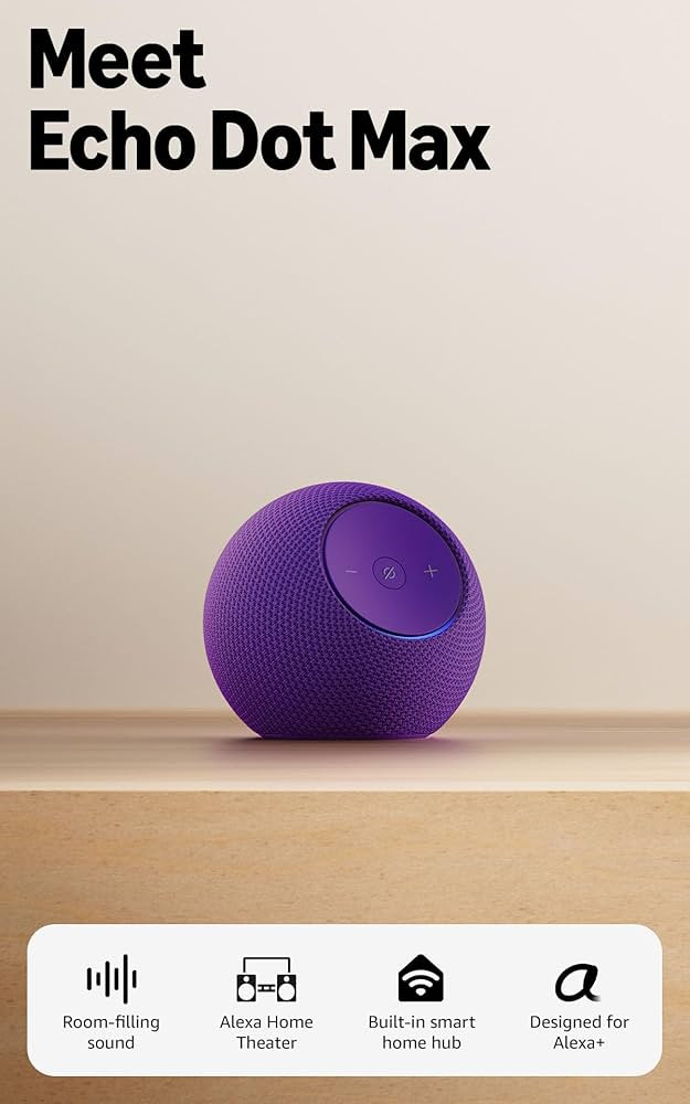 Amazon Echo Dot Max (newest model), Alexa speaker with room-filling sound and nearly 3x bass, Gre... | Amazon (US)