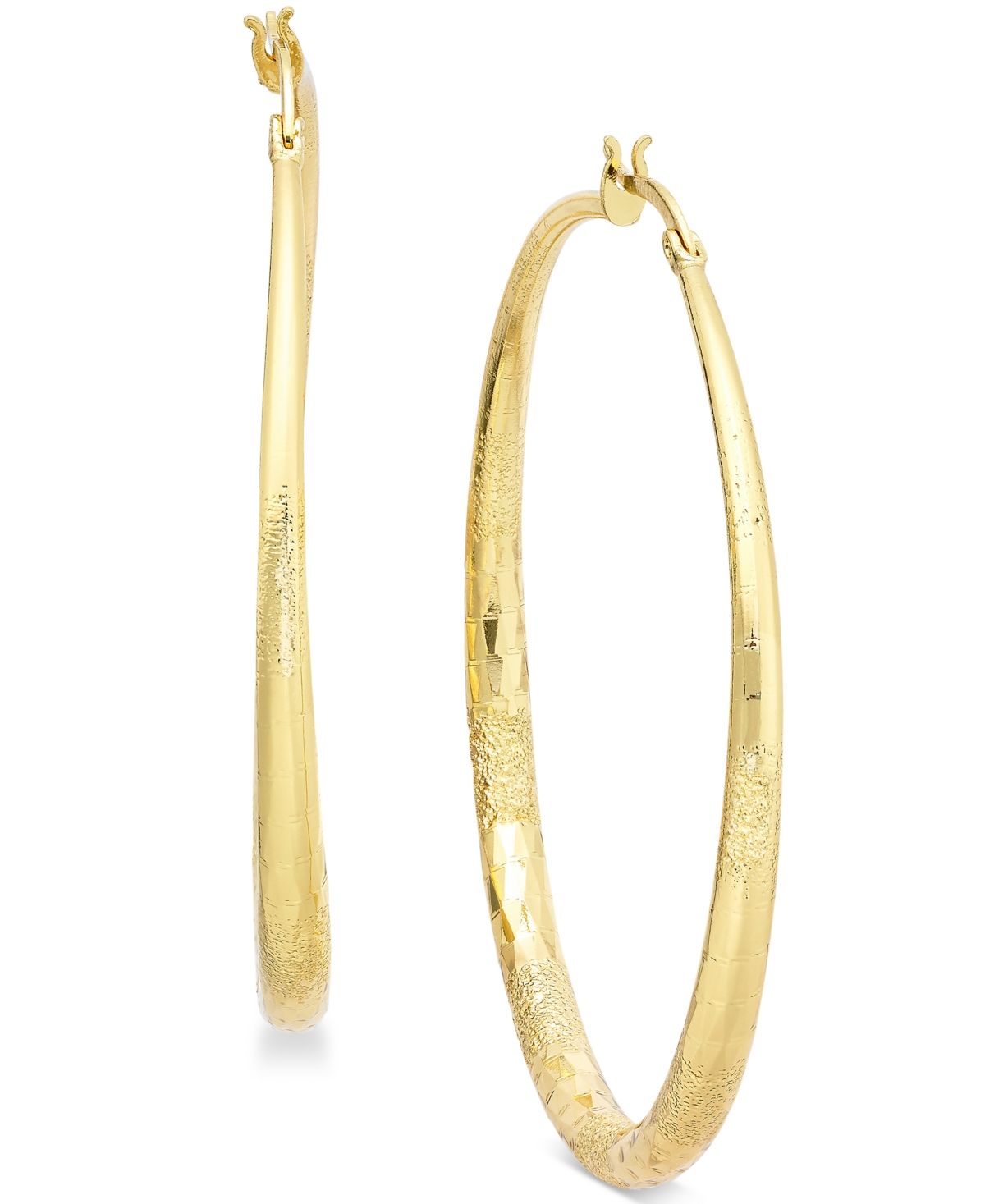 Inc International Concepts Gold-Tone Large Diamond-Cut Hoop Earrings, 2.3", Created for Macy's | Macys (US)