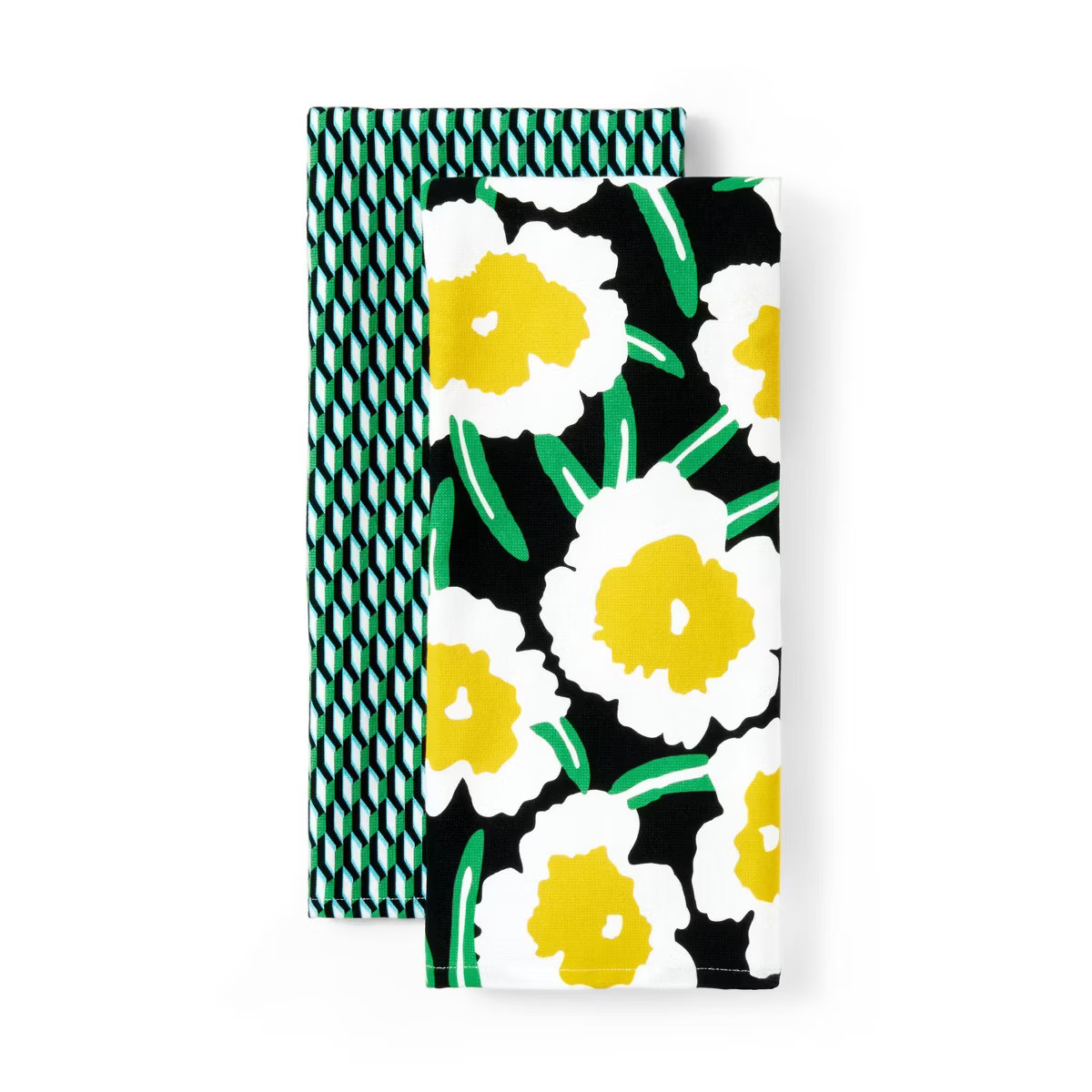 Arrow Geo Green/Yellow Poppy 2pk Kitchen Towels - DVF for Target | Target
