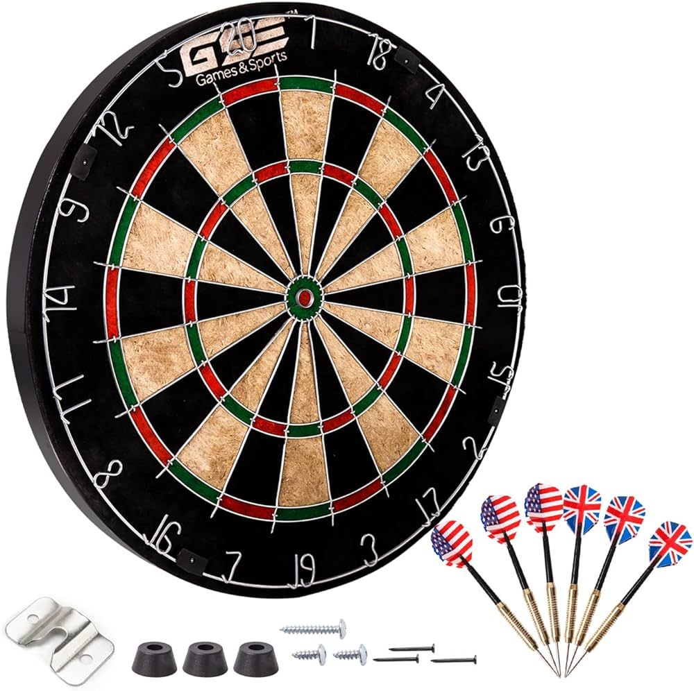 GSE 18" Regulation Size Steel Tip Dartboard Game Set. Excellent Bristle/Sisal, Paper Baseball, Bu... | Amazon (US)