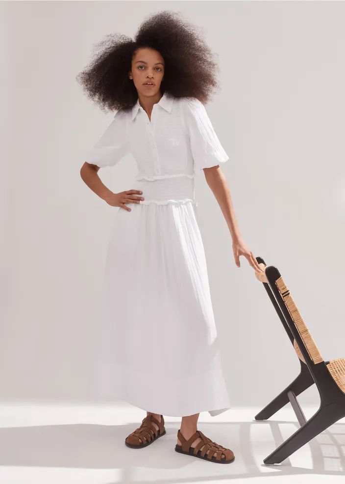 Cheesecloth Shirred Maxi Shirt Dress | ME+EM Global (Excluding US)