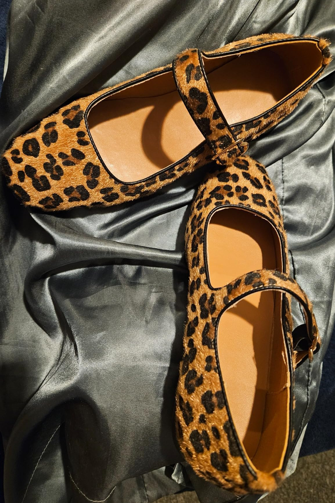 DOEYG Mesh Ballet Flats Shoes for Women Leopard Animal Print Mary Jane Flats Shoes Square Toe Dre... | Amazon (US)