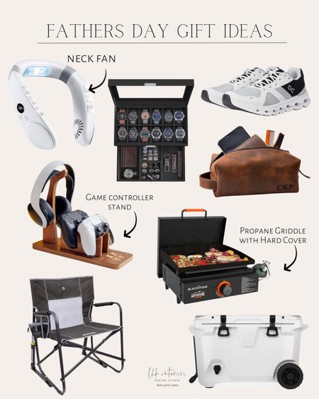 Fathers Day Gift Ideas 
Neck Fan / watch organizer / game controller stand / toiletry bag / outdoor chair / cooler / propane griddle with hard cover 

#LTKMens #LTKGiftGuide