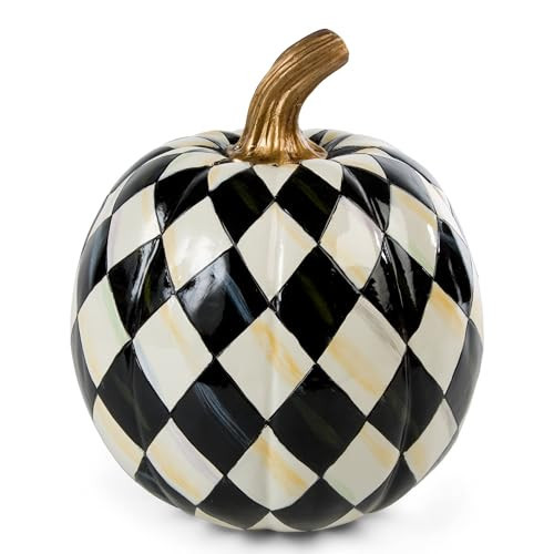 MACKENZIE-CHILDS Small Decorative Pumpkin for Fall Decor, Autumn Decorations for Home, Courtly Harlequin | Amazon (US)