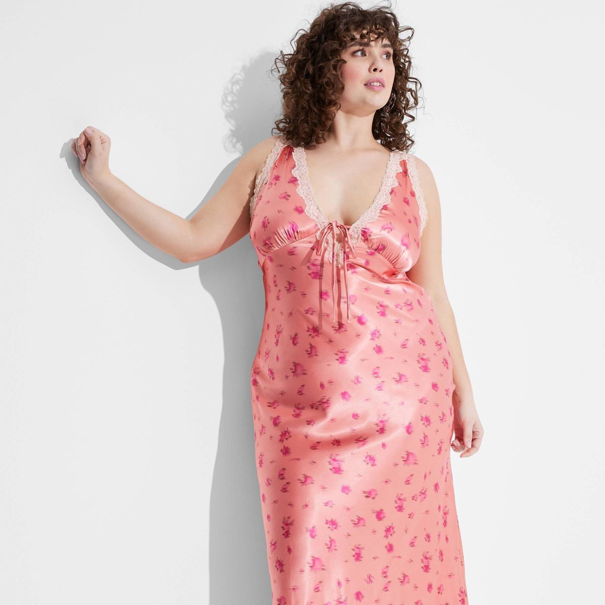 Women's Satin Lace Trim Midi Slip Dress - Wild Fable™ | Target