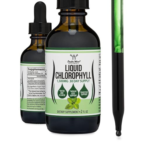 Chlorophyll Liquid Drops - for Digestion, Gut Health, Energy and Detox - Vegan Safe (Rich, Full Texture and Taste, Not Watered Down), 2oz Peppermint Flavored, by Double Wood | Amazon (US)