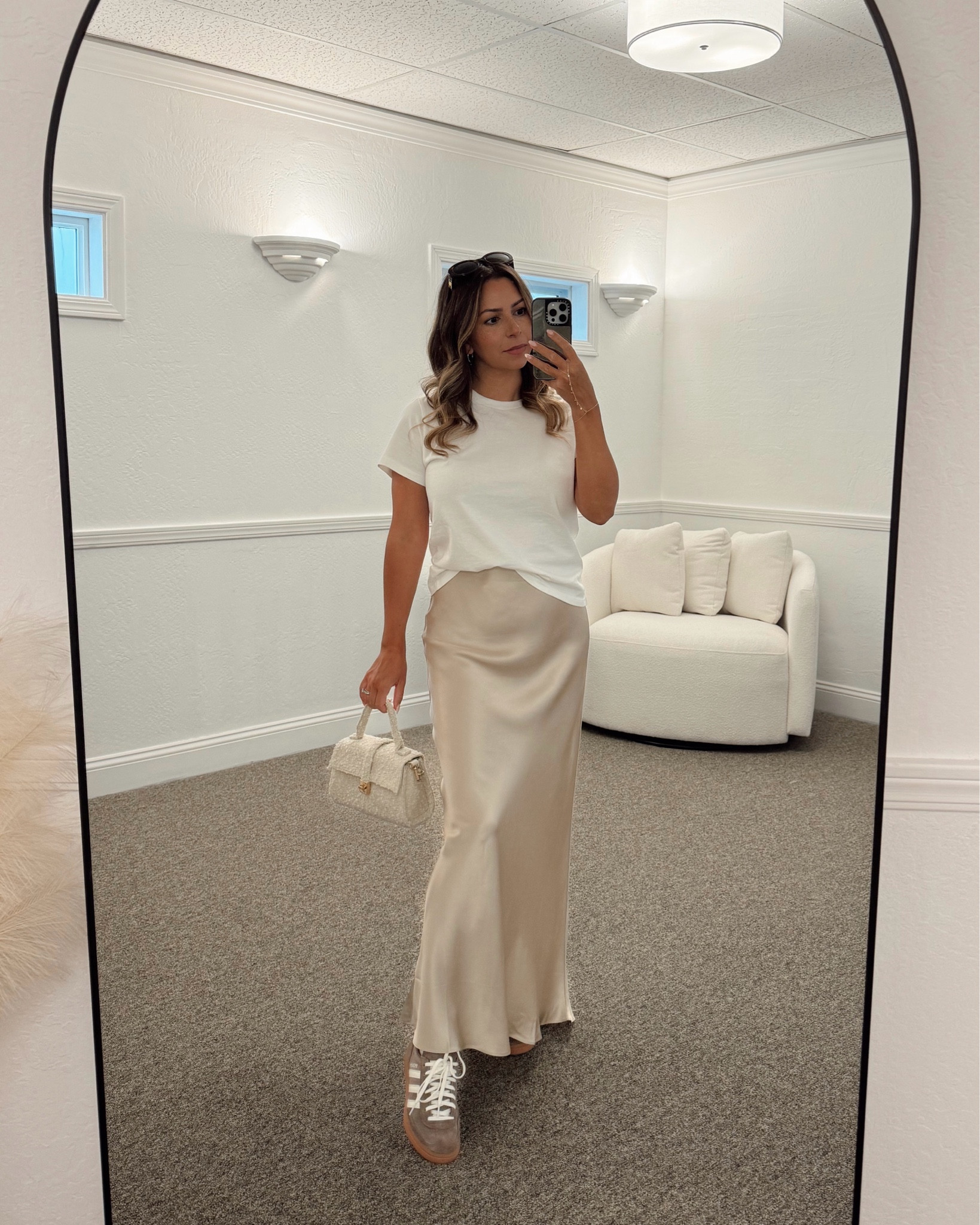 Fall outfit
White t shirt- small
Silk maxi skirt- small
Adidas spezial brown sneakers
H&M boucle bag
Celine sunglasses

Petite, fall outfit, silk skirt 

#LTKStyleTip #LTKSeasonal #LTKFallSale