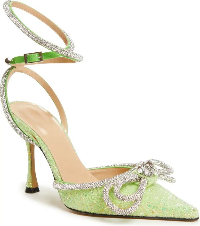 Mach & Mach Glitter Double Crystal Bow Pointed Toe Pump (Women) | Nordstrom | Nordstrom