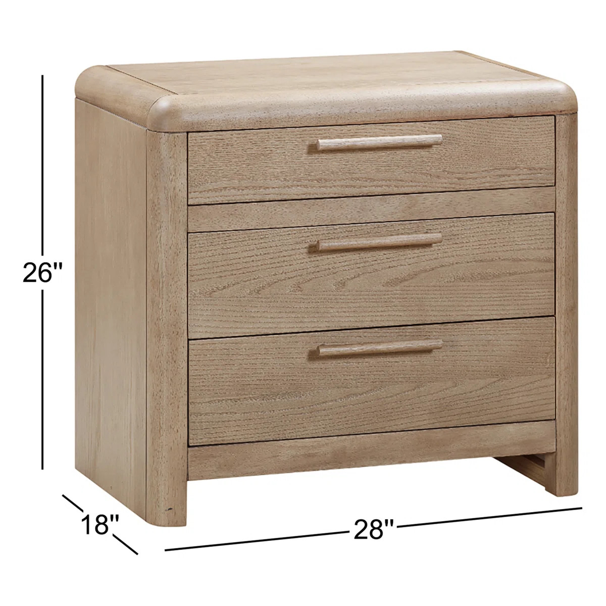 Furano Three Drawer Wood 28" Nightstand | Wayfair North America