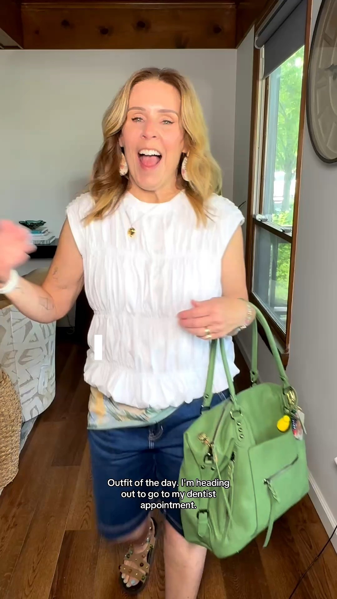 Bubble shirt from Amazon is a size M. AE jorts are size 8 and are slightly big. Sized down half a size in sandals

#LTKdayinmylife #LTKootd #LTKOver40