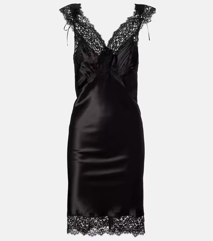 Saint Laurent Lace-trimmed silk satin slip dress | Mytheresa (INTL)