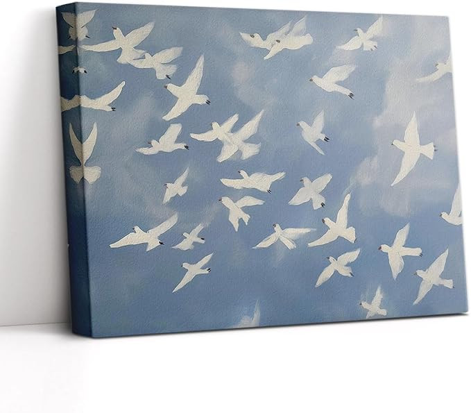 Vintage Blue Abstract Bird Painting Print,Coastal Canvas Wall Art,Seagull Print,Japandi Aesthetic... | Amazon (US)