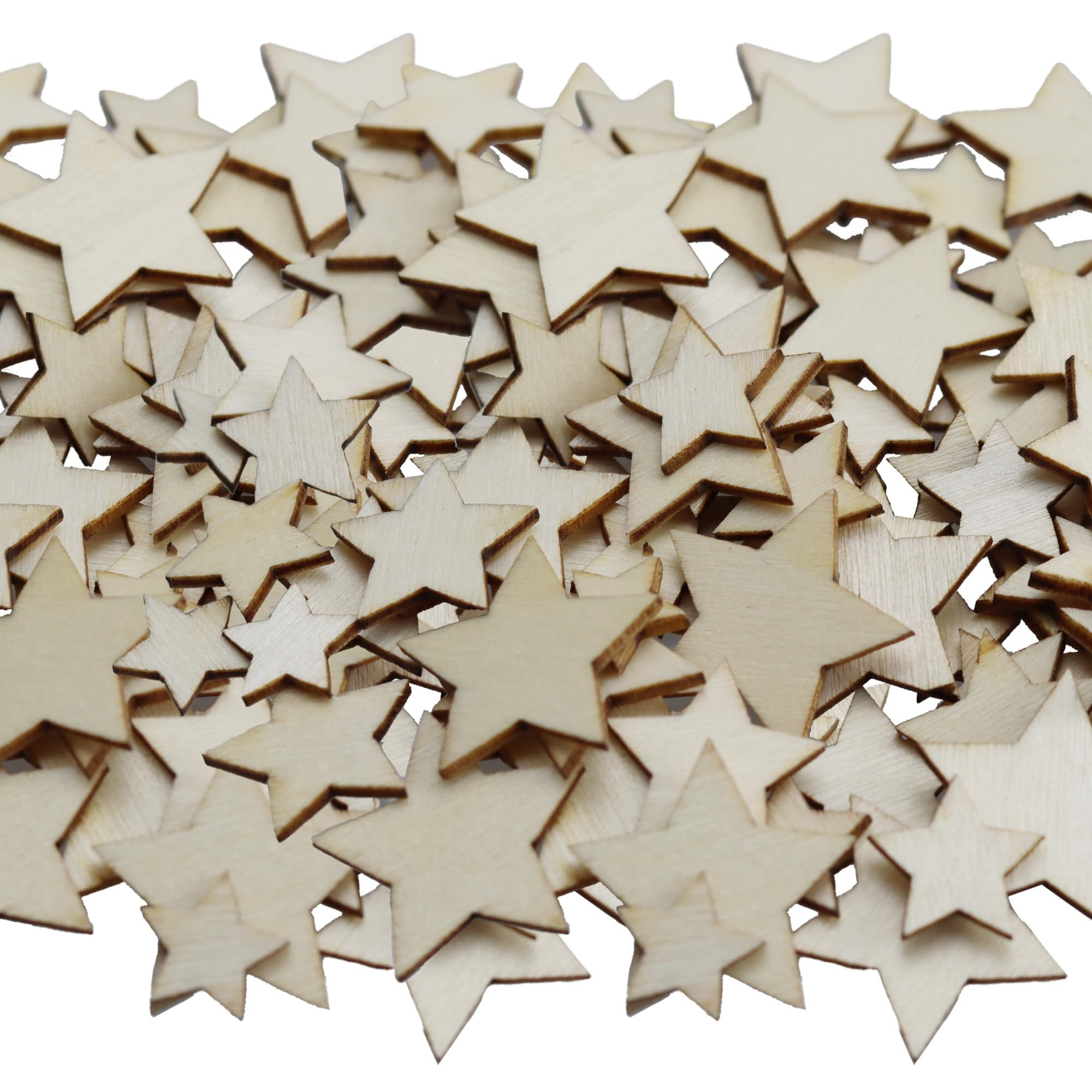 pson 100pcs Assorted Size Star Shape Unfinished Wood Pieces, Blank Wooden Stars Cutouts Ornaments... | Amazon (US)
